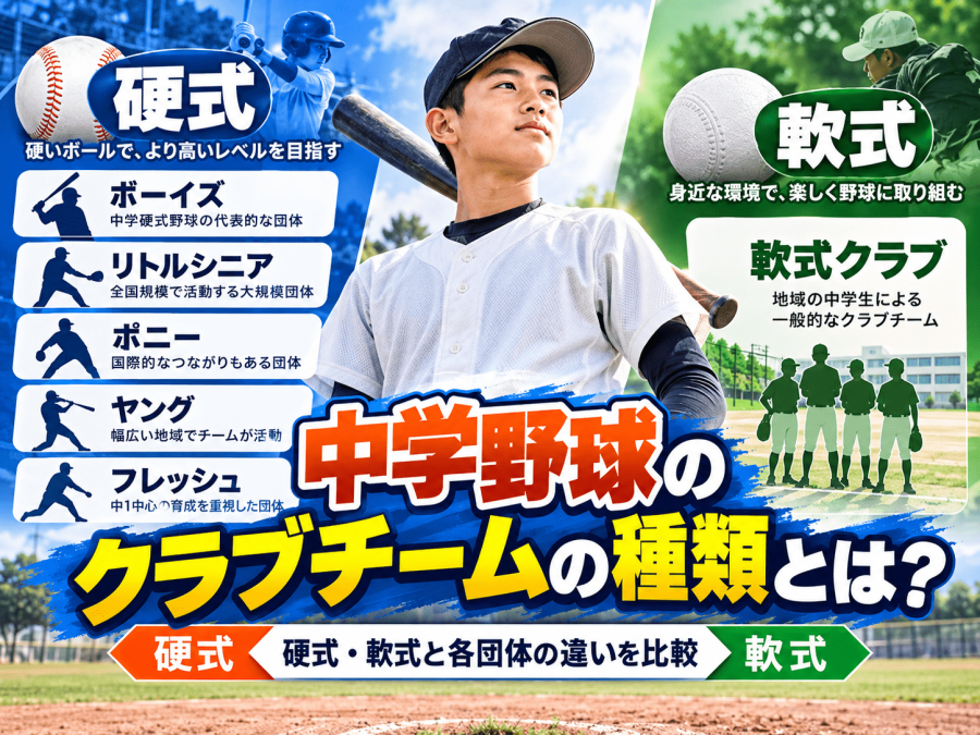 中学のクラブチームは何種類？硬式・軟式と各団体の違いを比較